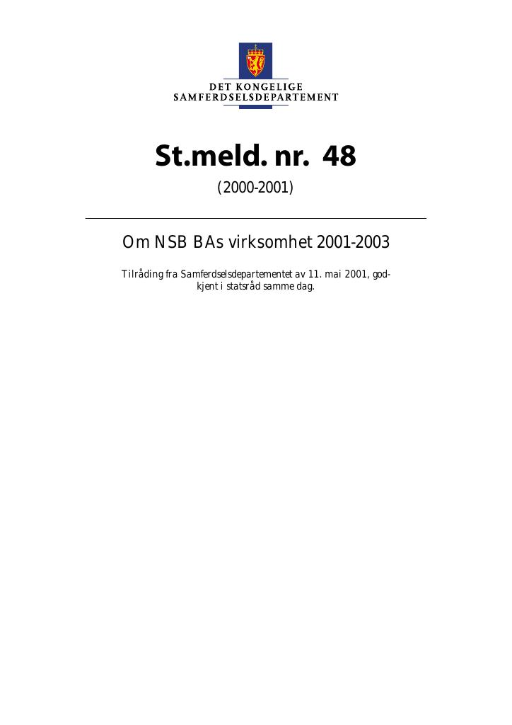 Forsiden av dokumentet St.meld. nr. 48 (2000-2001)