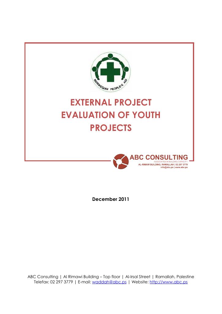 Forsiden av dokumentet External project evaluation of youth projects