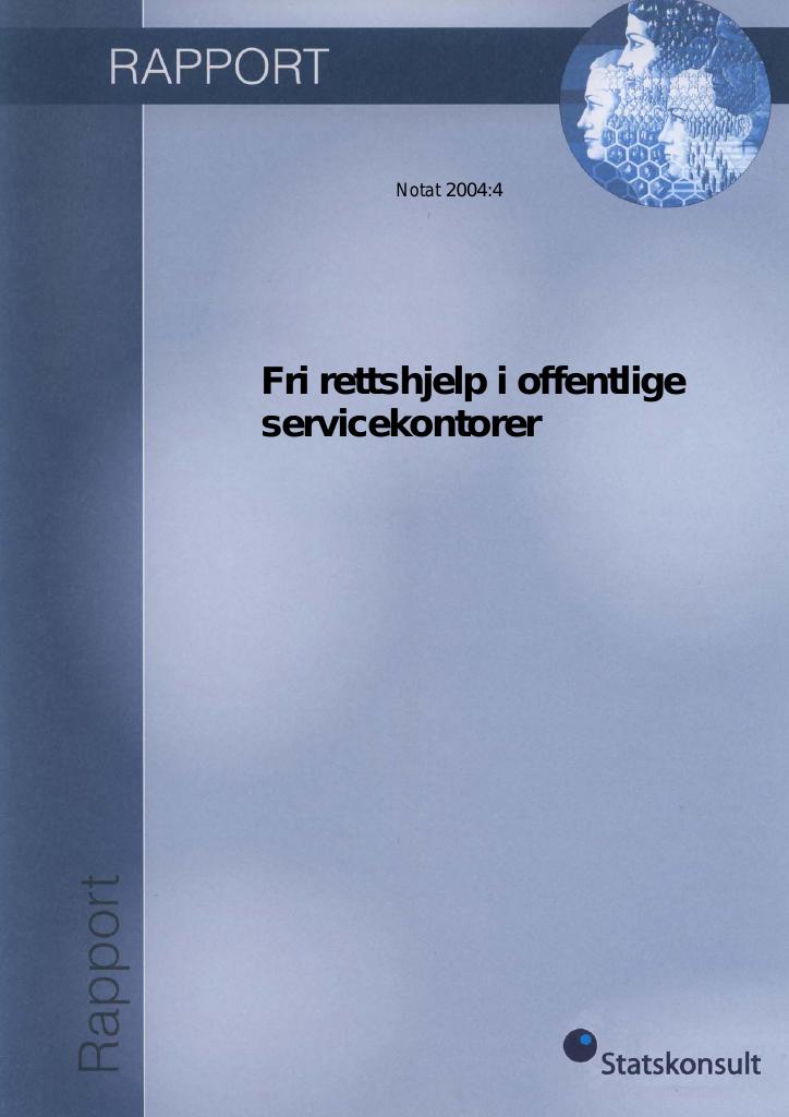 Forsiden av dokumentet Fri rettshjelp i offentlige servicekontorer