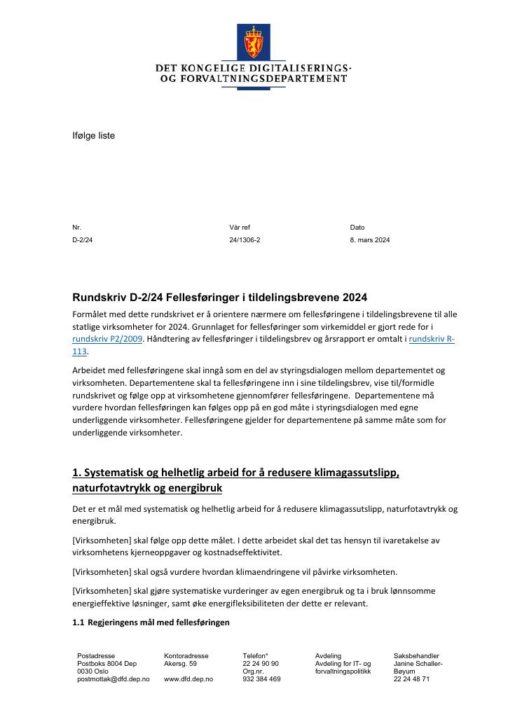 Forsiden av dokumentet Tildelingsbrev Riksteateret 2024 Vedlegg - Rundskriv D-2/24