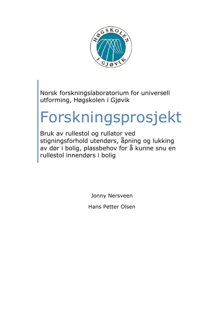 Forsiden av dokumentet Forskningsprosjekt