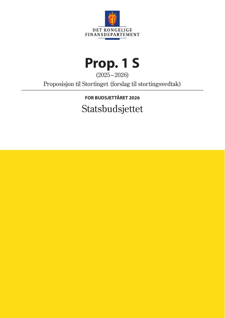 Forsiden av dokumentet Prop. 1 S (2025–2026)