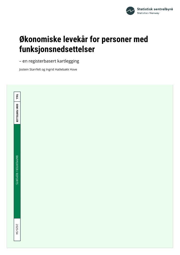 Forsiden av dokumentet Økonomiske levekår for personer med funksjonsnedsettelser