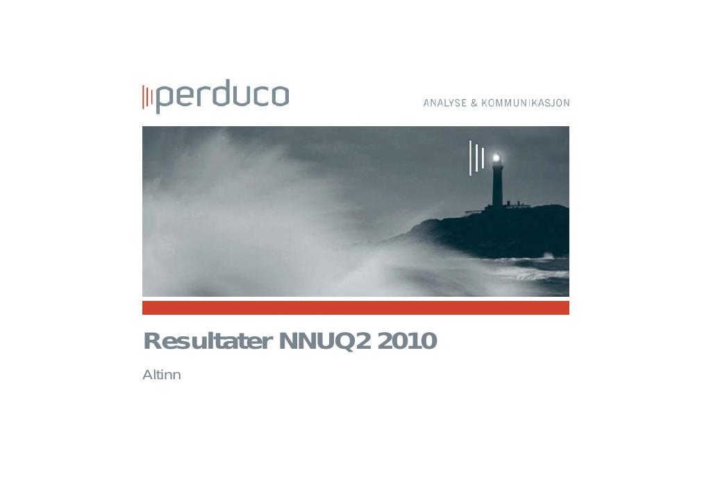 Forsiden av dokumentet Resultater NNUQ2 2010