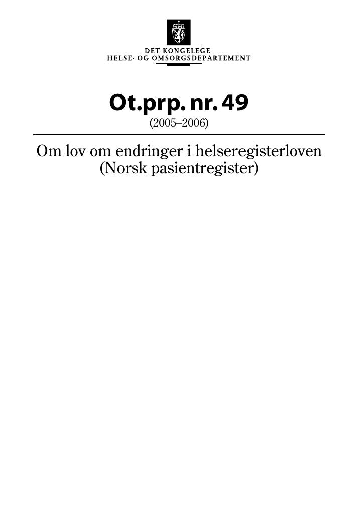 Forsiden av dokumentet Ot.prp. nr. 49 (2005-2006)