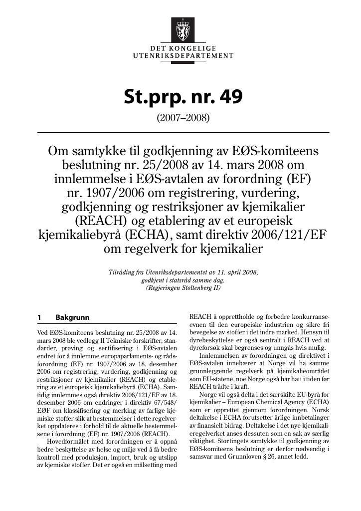 Forsiden av dokumentet St.prp. nr. 49 (2007-2008)