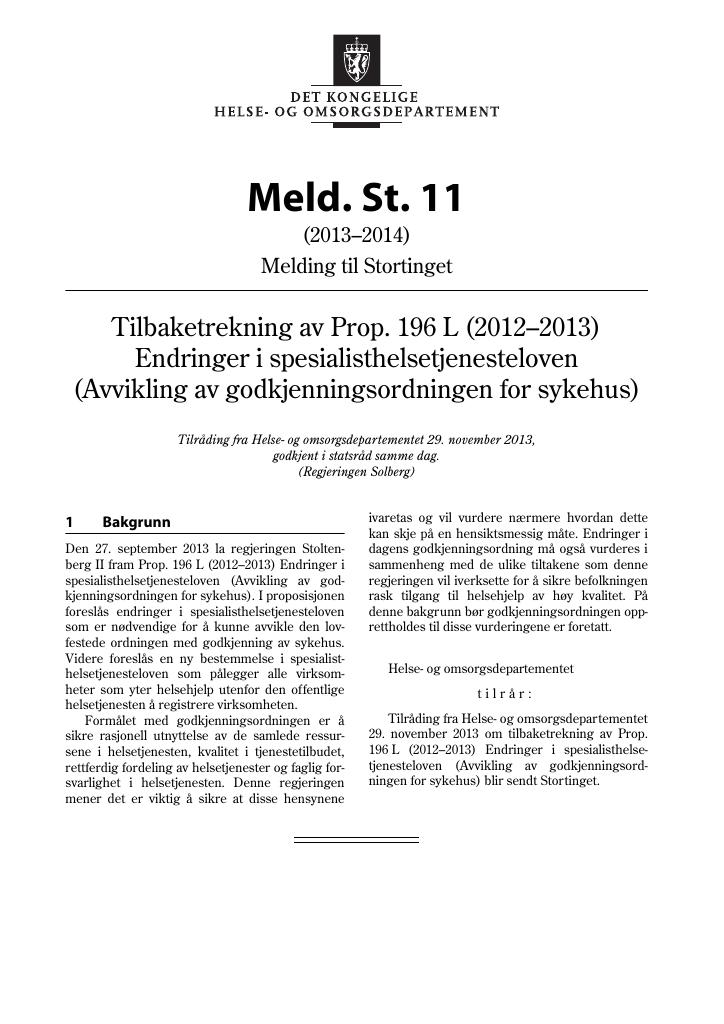 Forsiden av dokumentet Meld. St. 11 (2013–2014)