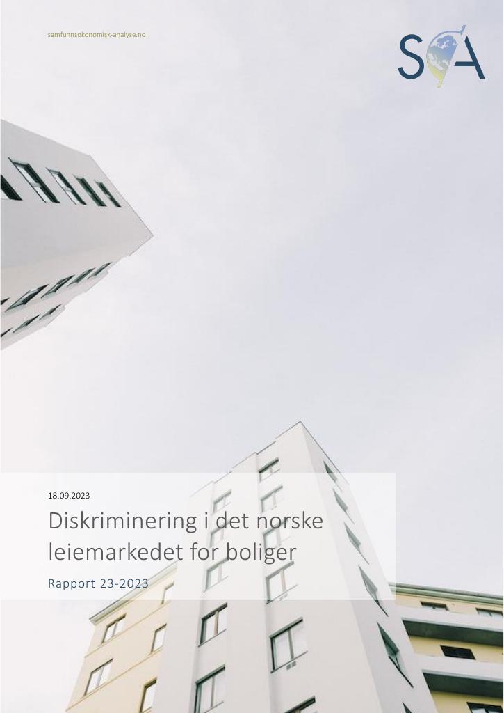 Forsiden av dokumentet Diskriminering i det norske leiemarkedet for boliger