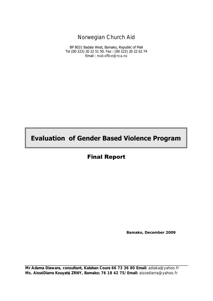 Forsiden av dokumentet Evaluation of Gender Based Violence Program