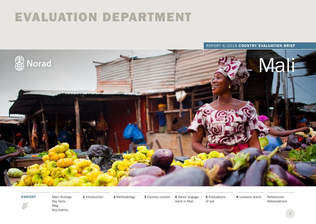 Forsiden av dokumentet Country Evaluation Brief: Mali