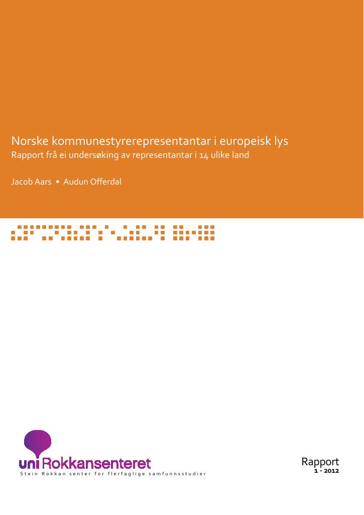 Forsiden av dokumentet Norske kommunestyrerepresentantar i europeisk lys