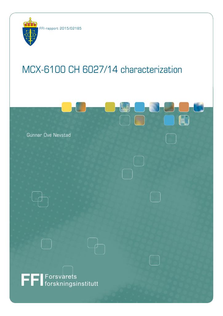 Forsiden av dokumentet MCX-6100 CH 6027/14 charcterization