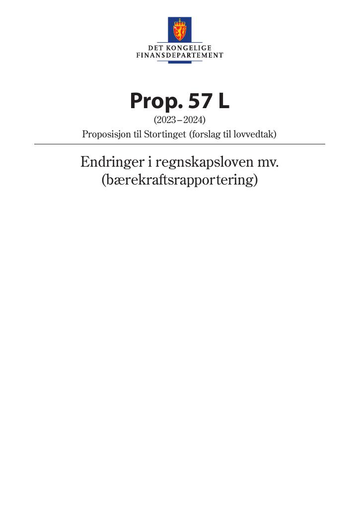 Forsiden av dokumentet Prop. 57 L (2023–2024)