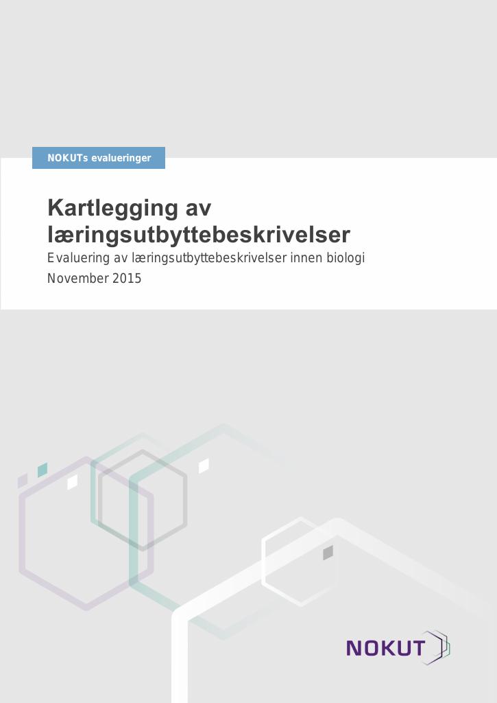 Forsiden av dokumentet Kartlegging av læringsutbyttebeskrivelser