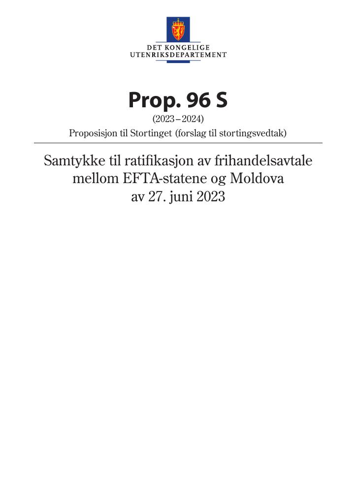 Forsiden av dokumentet Prop. 96 S (2023–2024)