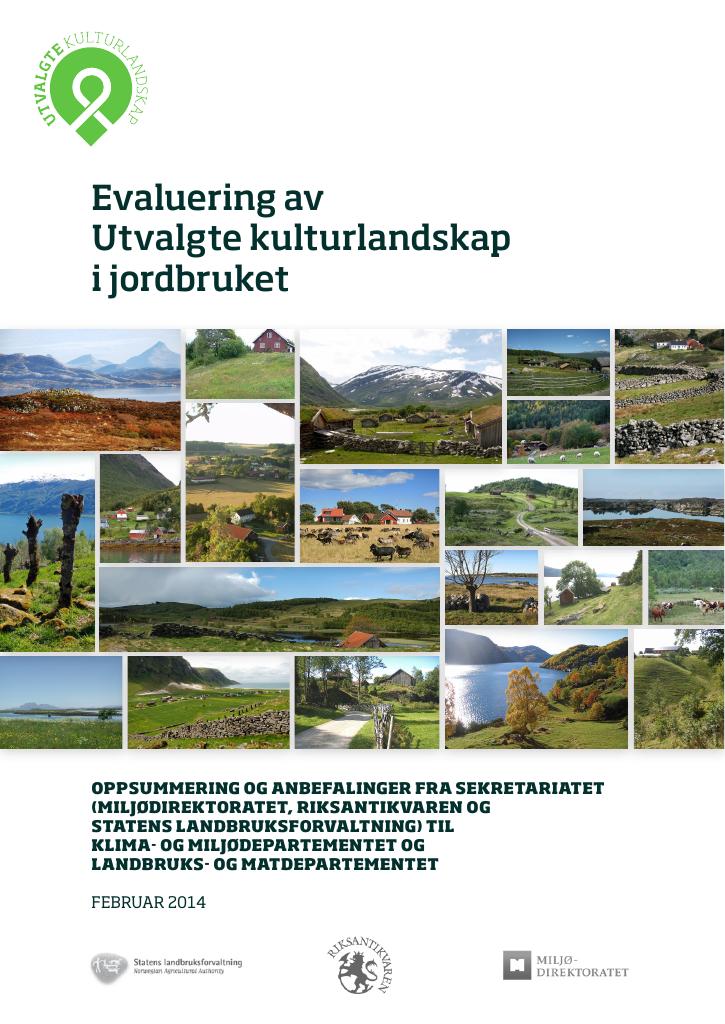 Forsiden av dokumentet Evaluering av utvalgte kulturlandskap i jordbruket