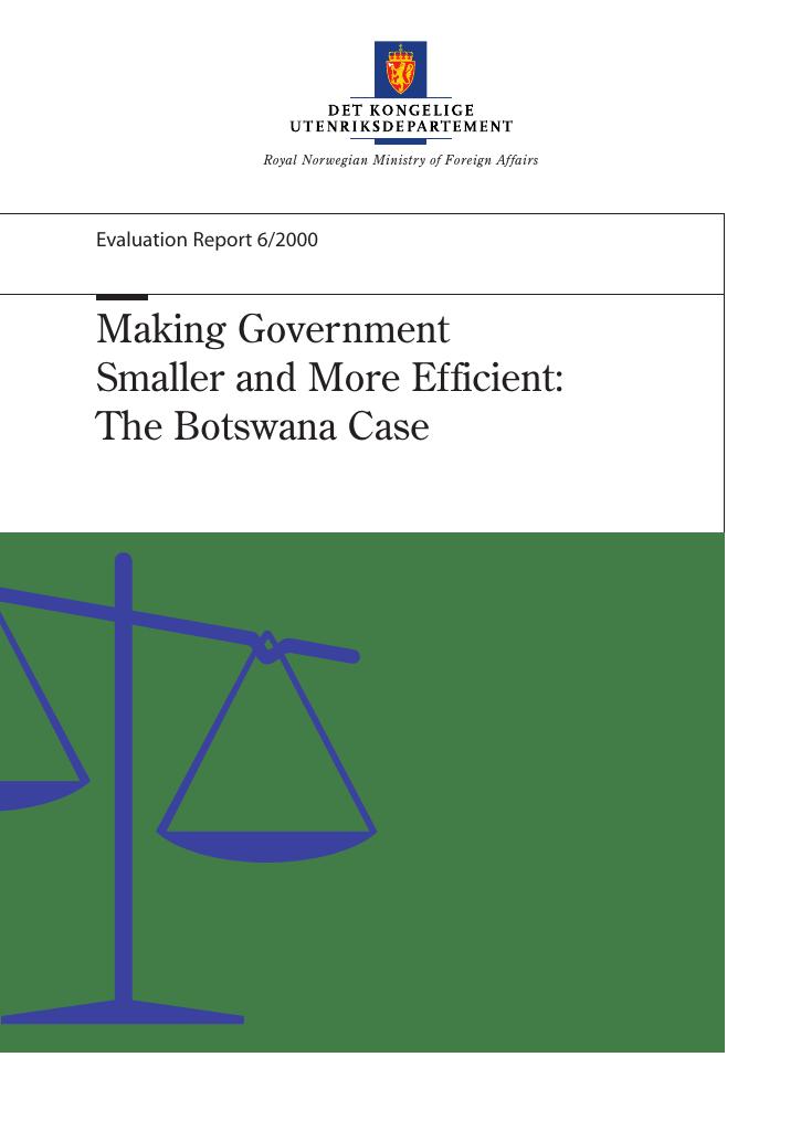 Forsiden av dokumentet Making Government Smaller and More Efficient: The Botswana Case