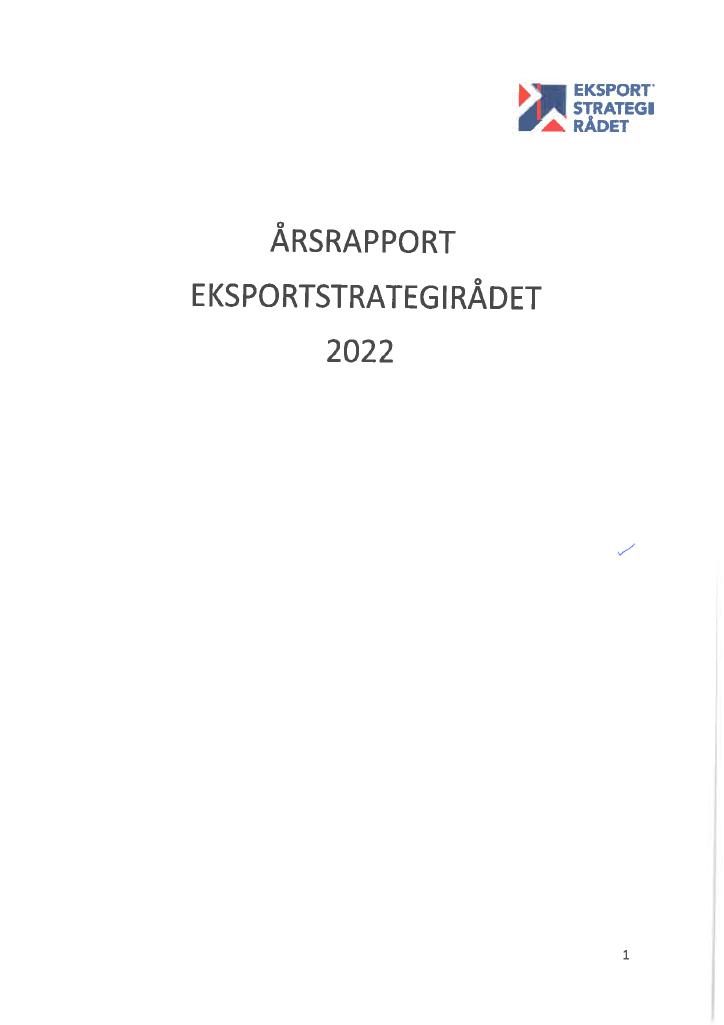 Forsiden av dokumentet Årsrapport Eksportstrategirådet 2022