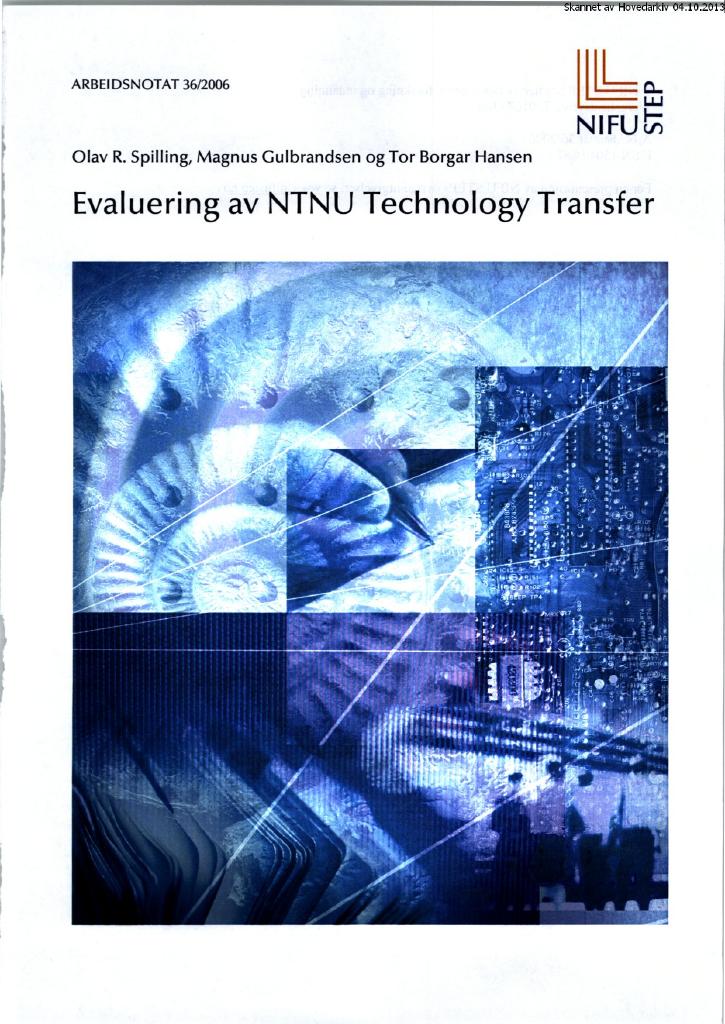 Forsiden av dokumentet Evaluering av NTNU Technology Transfer