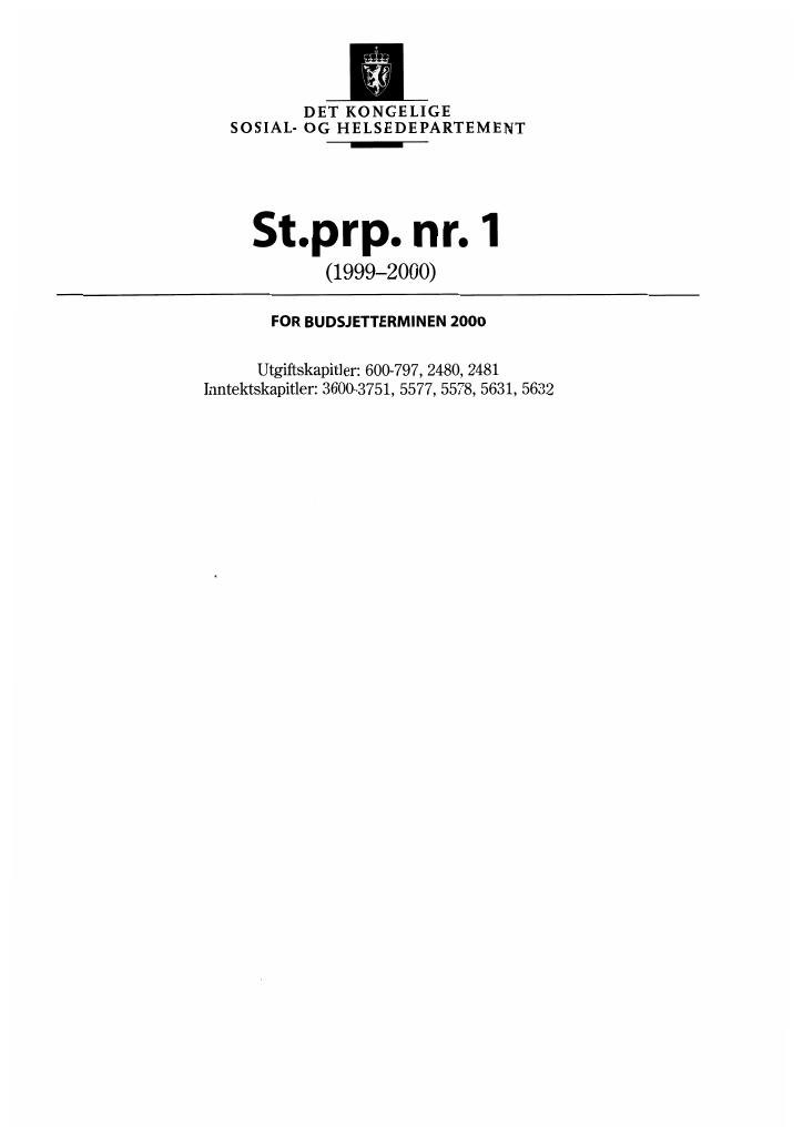 Forsiden av dokumentet St.prp. nr. 1  (1999–2000)