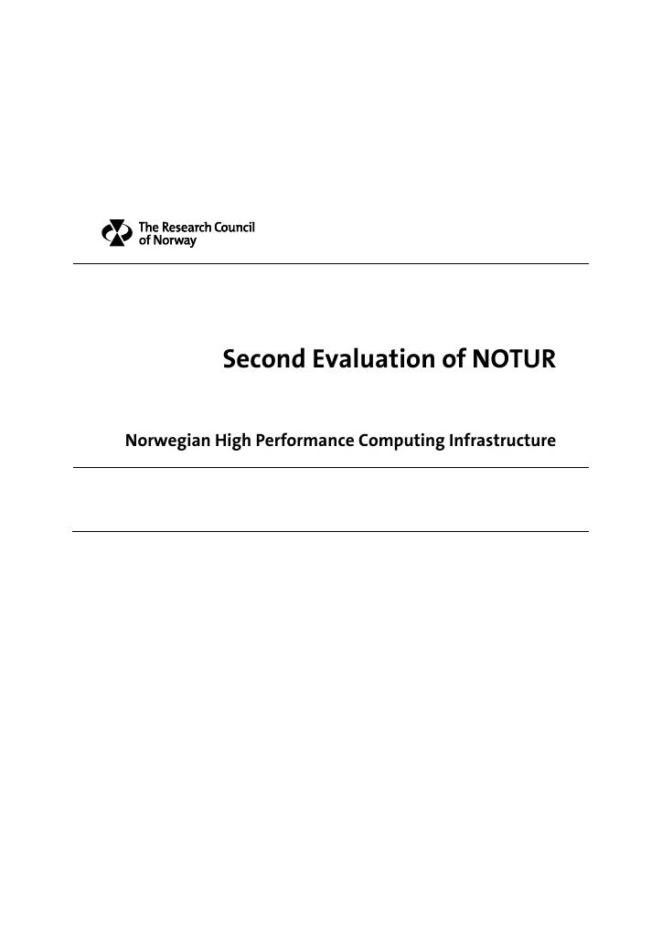 Forsiden av dokumentet Second Evaluation of NOTUR