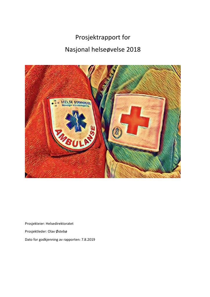Forsiden av dokumentet Prosjektrapport for Nasjonal helseøvelse 2018