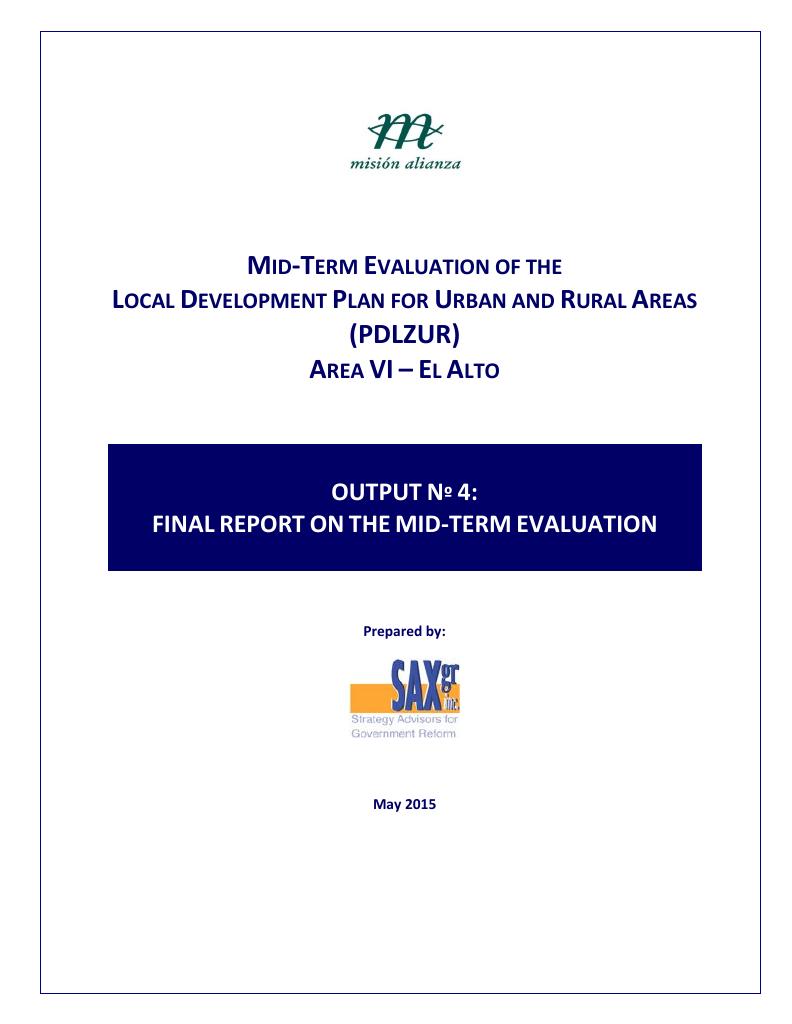 Forsiden av dokumentet Mid-term Evaluation of the Local Development Plan for Urban and Rural Areas