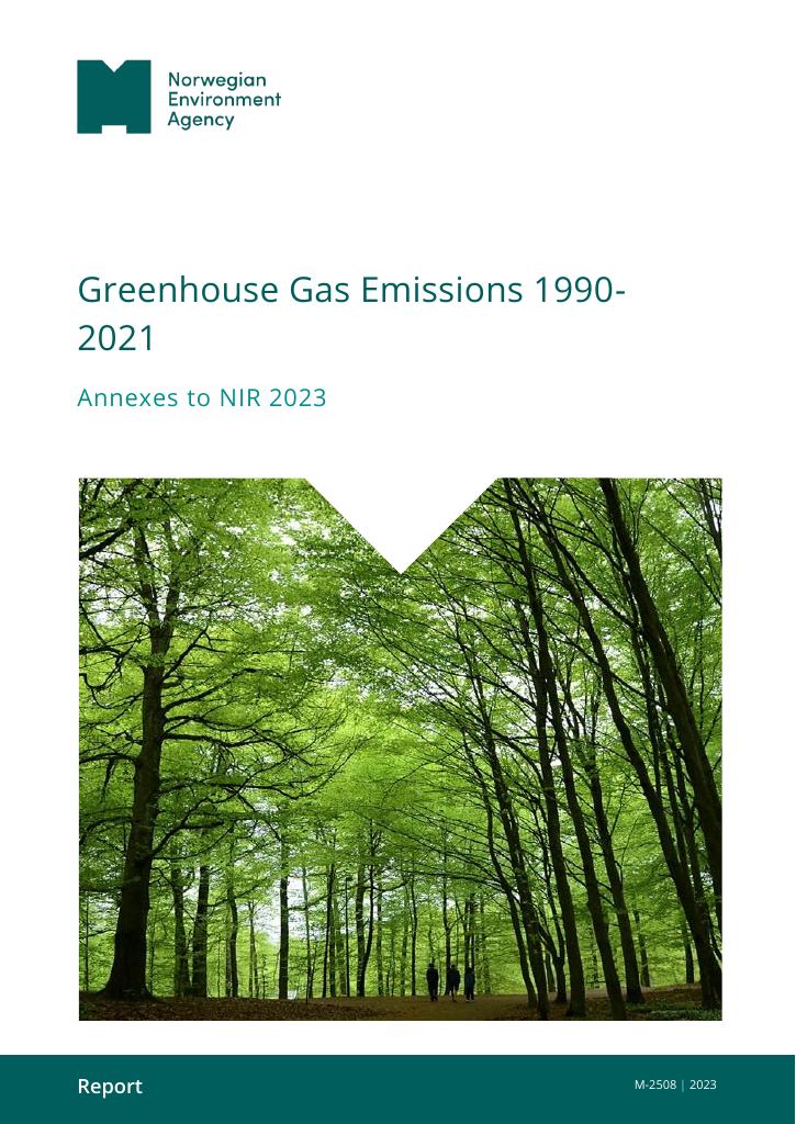 Forsiden av dokumentet Greenhouse Gas Emissions 1990-2021: Annexes to NIR 2023