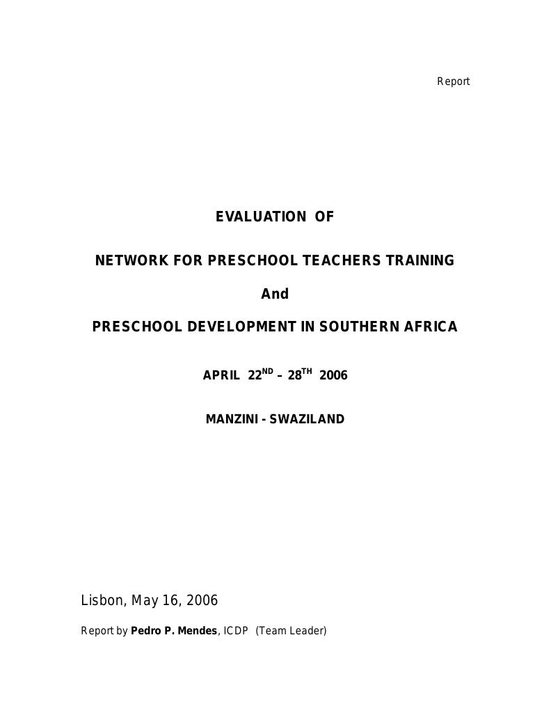 Forsiden av dokumentet Evaluation of network for preschool teachers training and preschool development in Southern Africa
