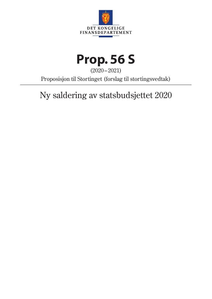Forsiden av dokumentet Prop. 56 S (2020–2021)