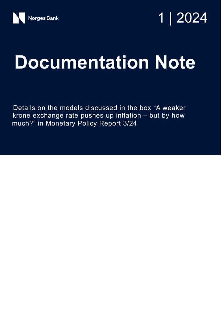 Forsiden av dokumentet Details on the models discussed in the box “A weaker krone exchange rate pushes up inflation – but by how much?” in Monetary Policy Report 3/24