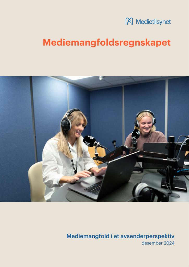 Forsiden av dokumentet Mediemangfoldsregnskapet - Mediemangfold i et avsenderperspektiv