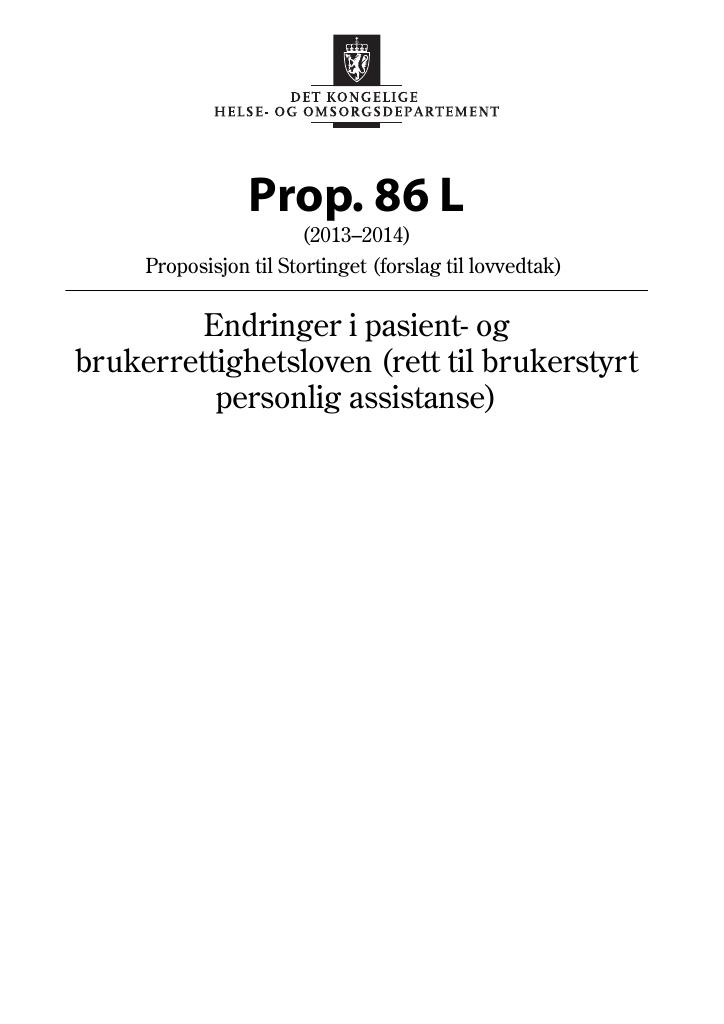 Forsiden av dokumentet Prop. 86 L (2013–2014)