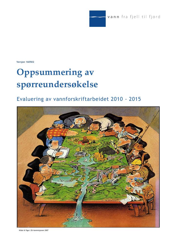 Forsiden av dokumentet Evaluering av vannforskriftarbeidet (2010-2015)