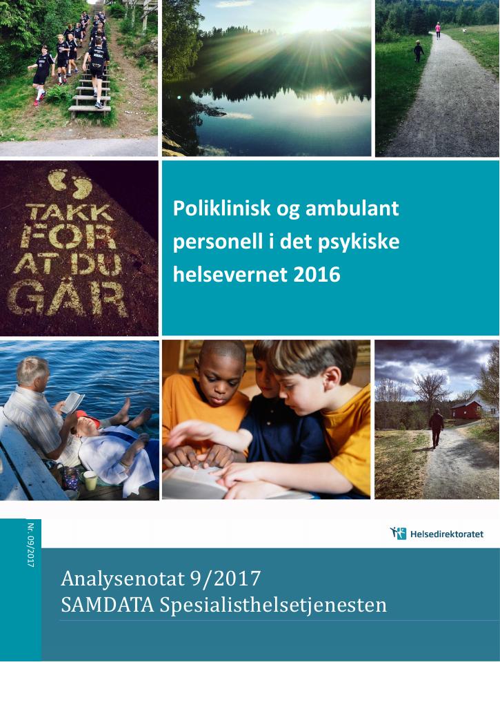 Forsiden av dokumentet Poliklinisk og ambulant personell i det psykiske helsevernet 2016