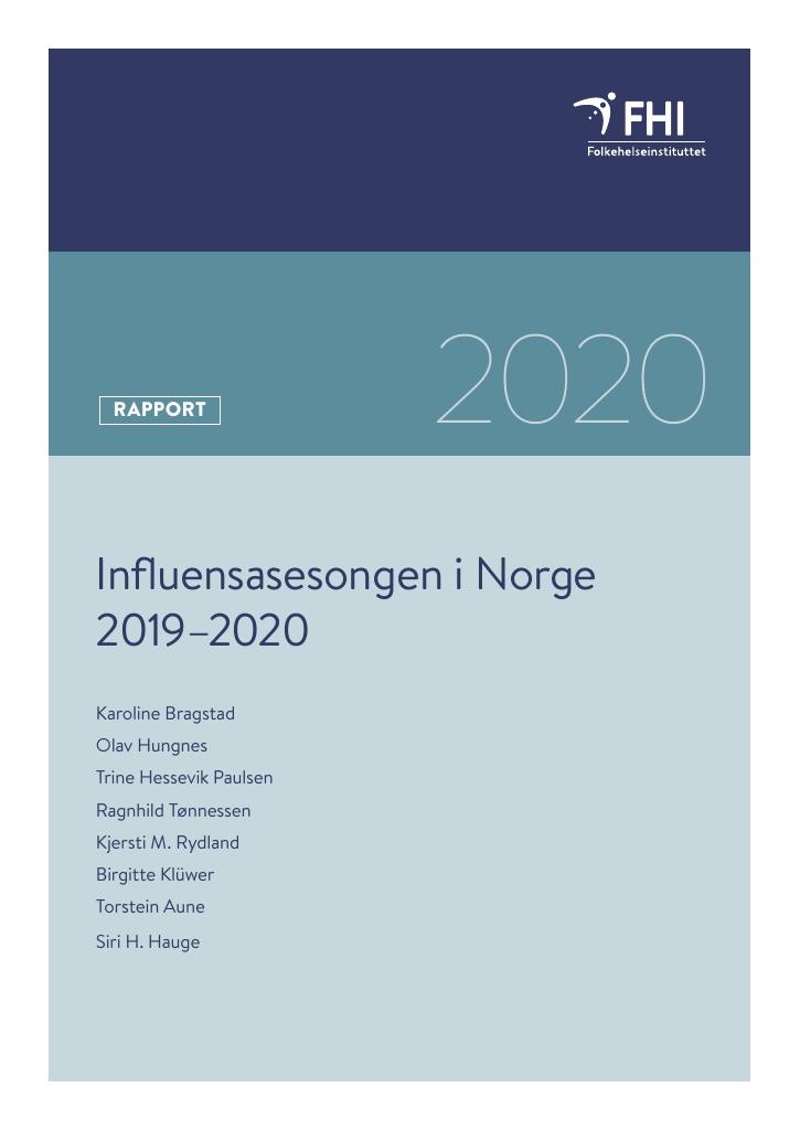 Forsiden av dokumentet Influensasesongen i Norge 2019-2020