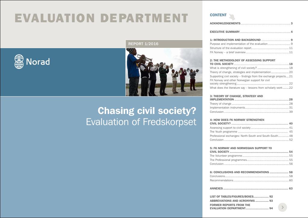 Forsiden av dokumentet Chasing civil society? Evaluation of Fredskorpset