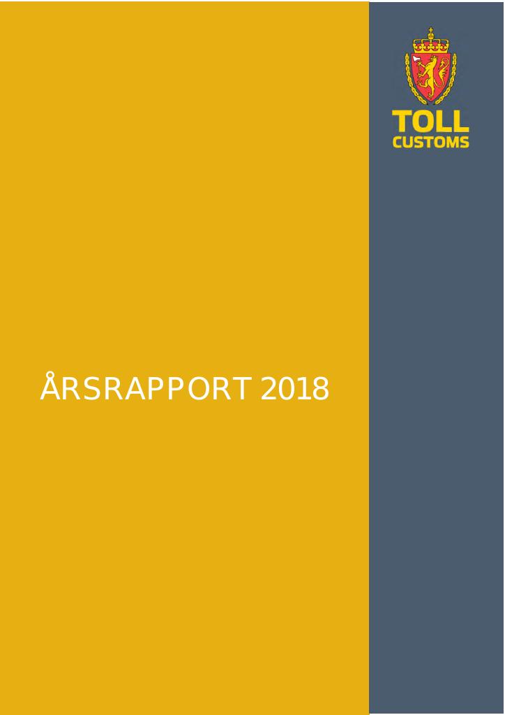 Forsiden av dokumentet Årsrapport Tolletaten 2018