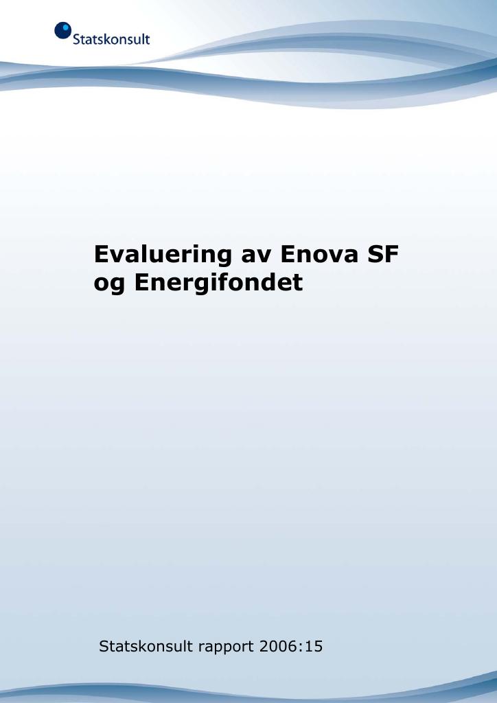 Forsiden av dokumentet Evaluering av Enova SF og Energifondet