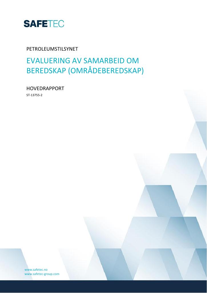 Forsiden av dokumentet Evaluering av samarbeid om beredskap (områdeberedskap)