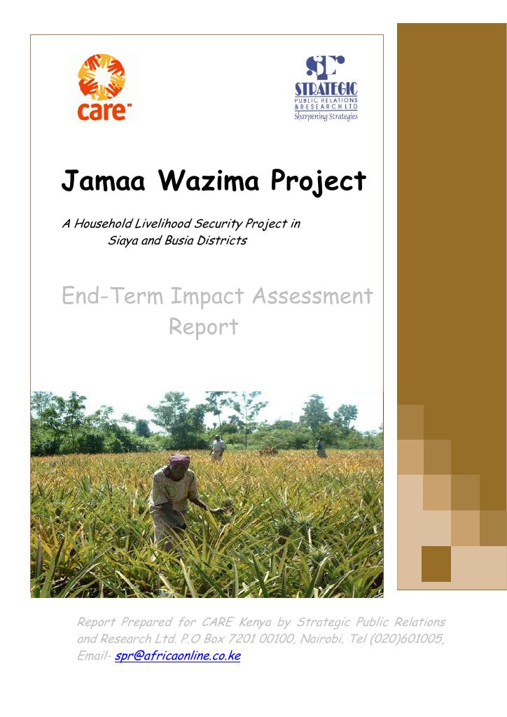 Forsiden av dokumentet Jamaa Wazima Project - A Household Livelihood Security Project in Siaya and Busia Districts