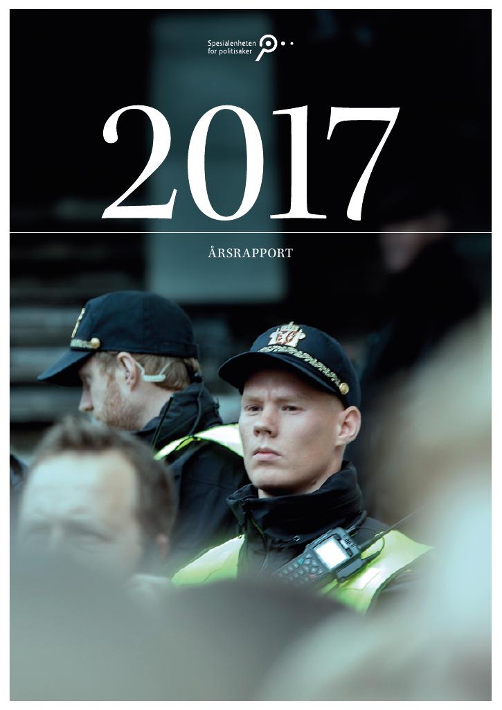 Forsiden av dokumentet Årsrapport Spesialenheten for politisaker 2017