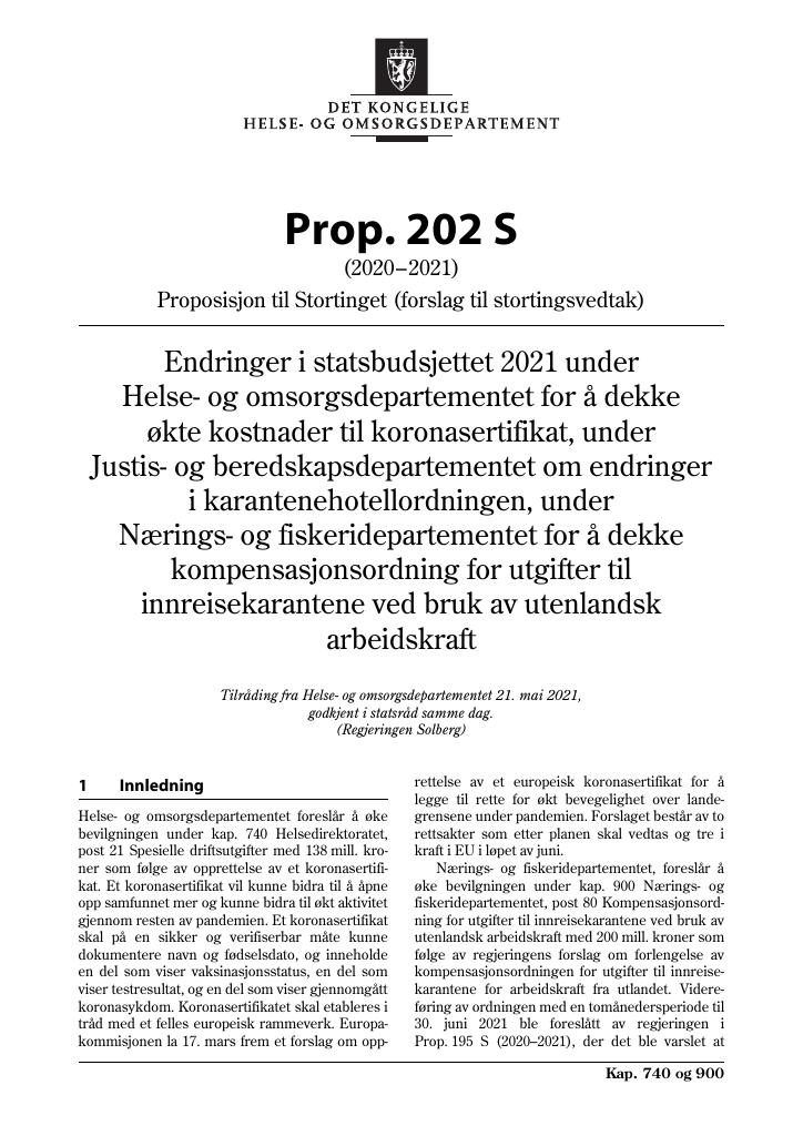 Prop. 202 S (2020–2021) - Kudos