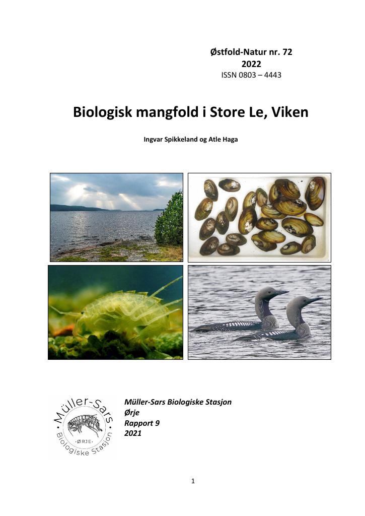 Forsiden av dokumentet Biologisk mangfold i Store Le, Viken