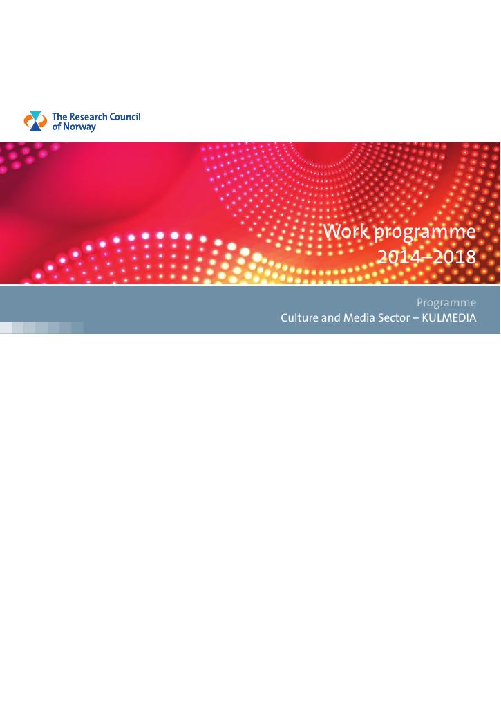 Forsiden av dokumentet Work programme - KULMEDIA 2014-2018