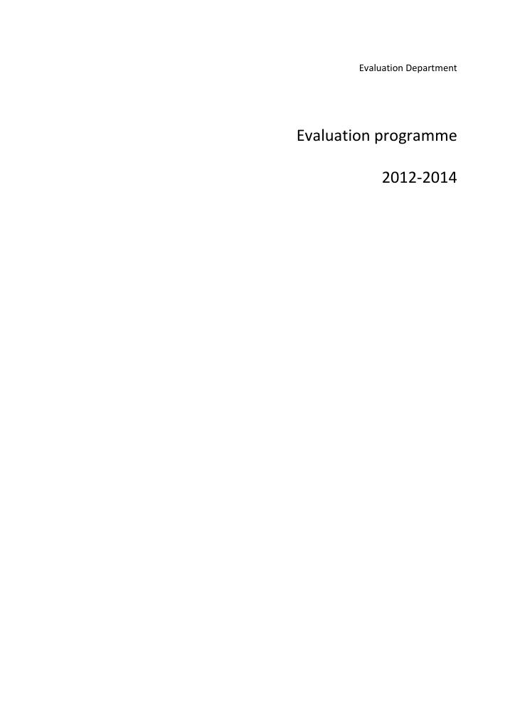 Forsiden av dokumentet Evaluation programme 2012 - 2014