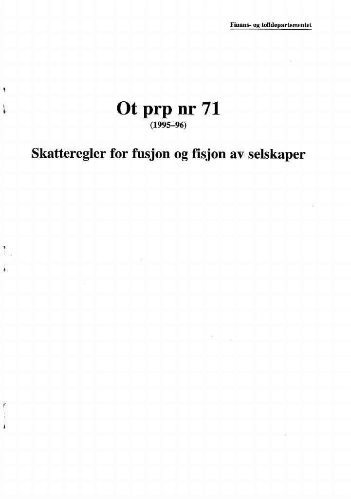 Forsiden av dokumentet Ot.prp. nr. 71 (1995-96)