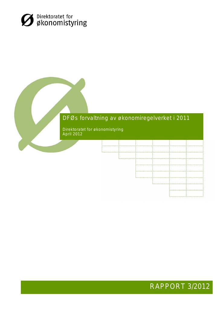 Forsiden av dokumentet DFØs forvaltning av økonomiregelverket i 2011