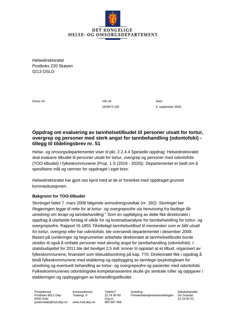 Tildelingsbrev Helsedirektoratet 2020 - Tillegg Nr. 51 - Kudos