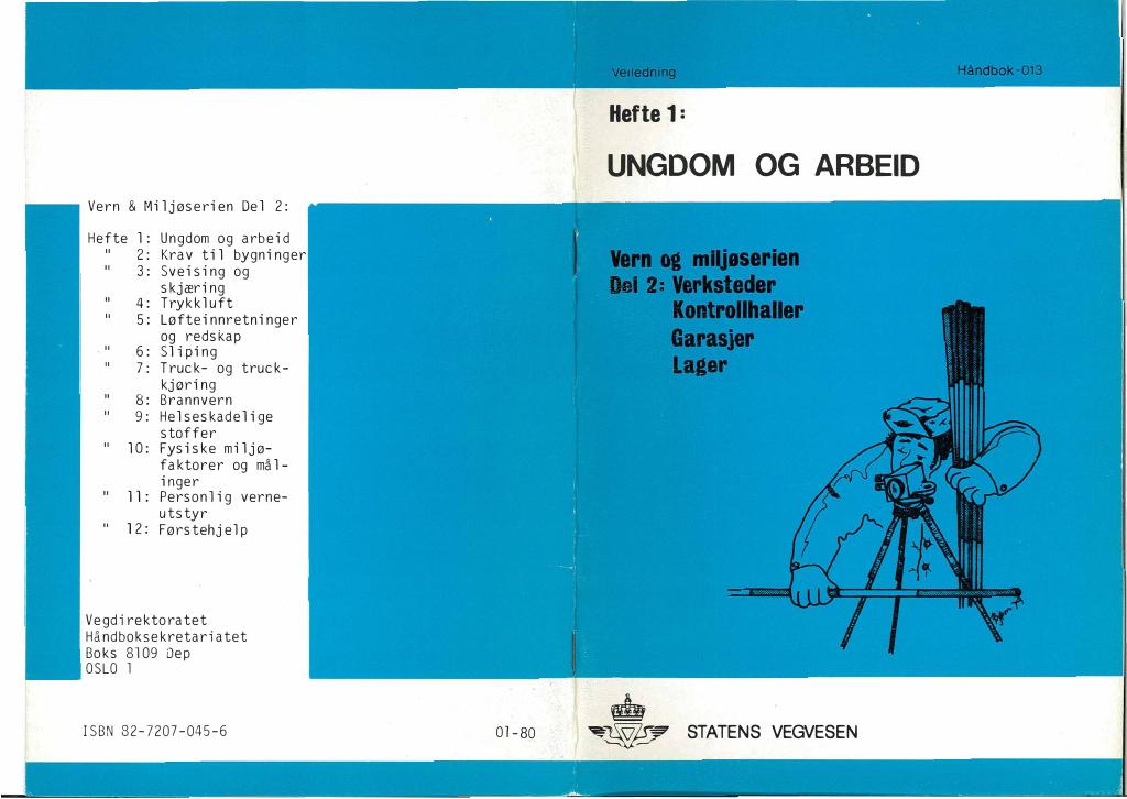 Forsiden av dokumentet Hefte 1: Undom og arbeid : Vern og miljøserien del 2: Verksteder, kontrollhaller, garasjer og lager [Håndbok 013]